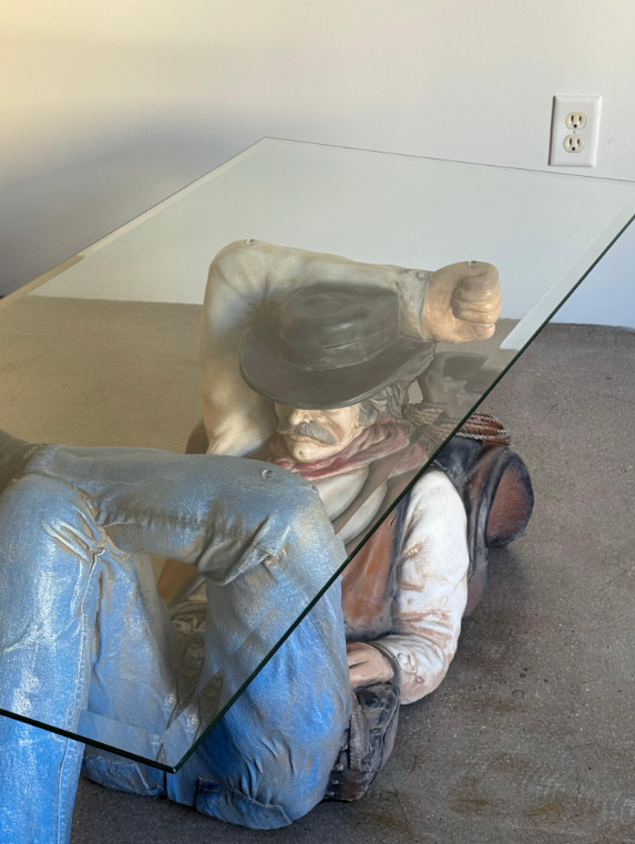 interiorsuckerr's tweet photo. 70's sculptural sleeping cowboy coffee table https://t.co/NaVK9CFTPD