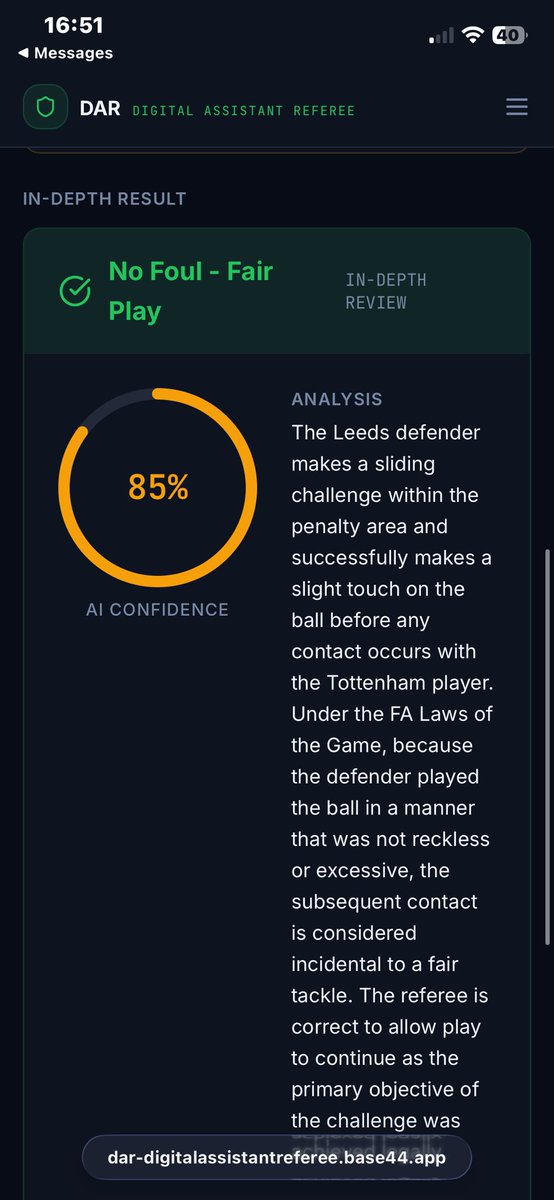 RavalAaron's tweet photo. @AJLUFC34 @WhitakerLUFC @shelleyj89 tbh maybe I am and you may be too so I built an AI VAR system to remove bias and tbf it said its not a pen so fair enough https://t.co/prq4Fq2cWG