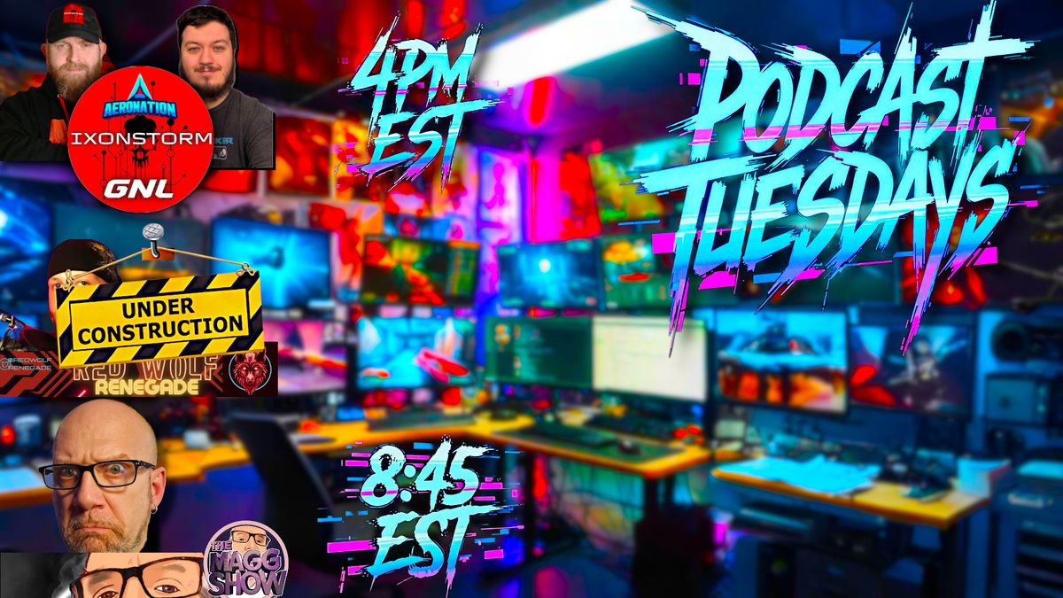 TheAeroNation's tweet photo. It's #PodcastTuesday
Come check out @Ixonstorm83 and myself at 4PM EST for Gaming News Live!
Then tune into the main event with @THEMAGGSHOW at 8:45PM EST for MAGGCAST https://t.co/WhQ6IjrAxN