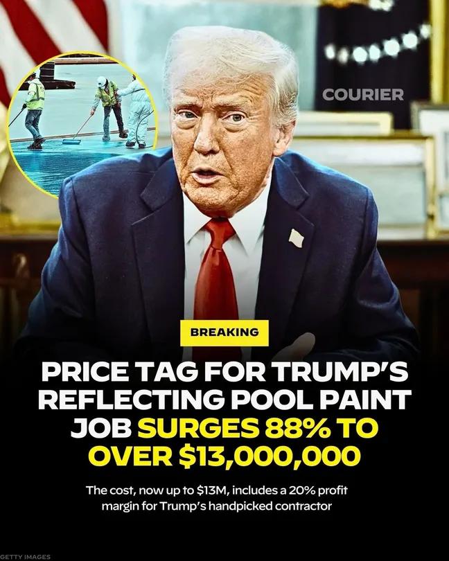 Montrose_4's tweet photo. Was anyone actually thinking of a reflecting pool paint job? Was that on your radar did you think that we needed to spend 13 million on it? Seriously were there not more important things to do like the price of food gas prices is there not enough wrong in this country that this man decided to spend this much money on something that wasn't necessary like everything else he does?