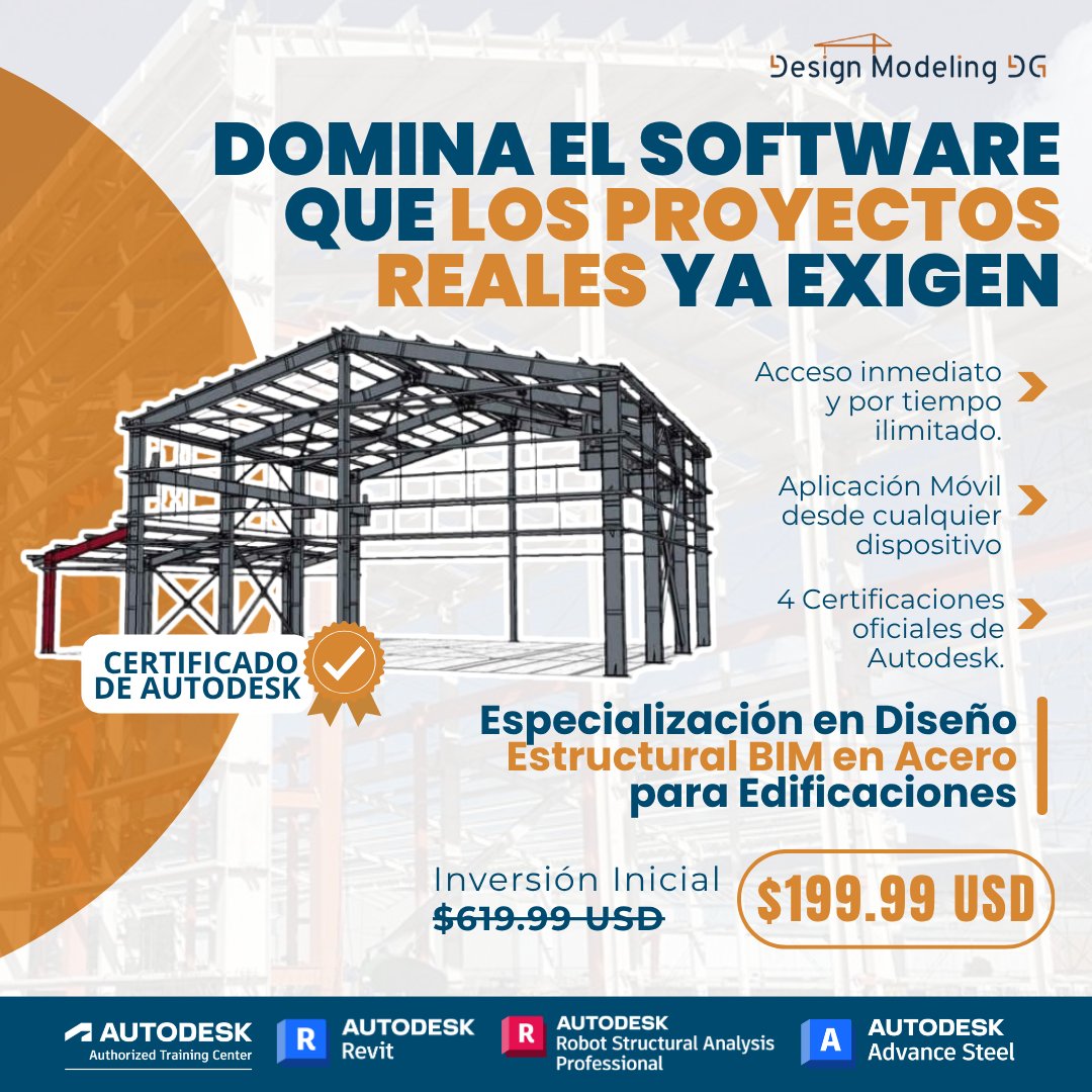 DgModeling's tweet photo. 🏗️ Domina Revit, Robot Structural Analysis y Advance Steel.

Especialízate en Diseño Estructural BIM en Acero para Edificaciones. 📐⚙️

✅ 4 certificaciones oficiales de Autodesk
🔥 Precio especial: $199.99 USD
📲 Más información por WhatsApp:
https://t.co/W9uEXpBgMa https://t.co/jrY1FZuPdm
