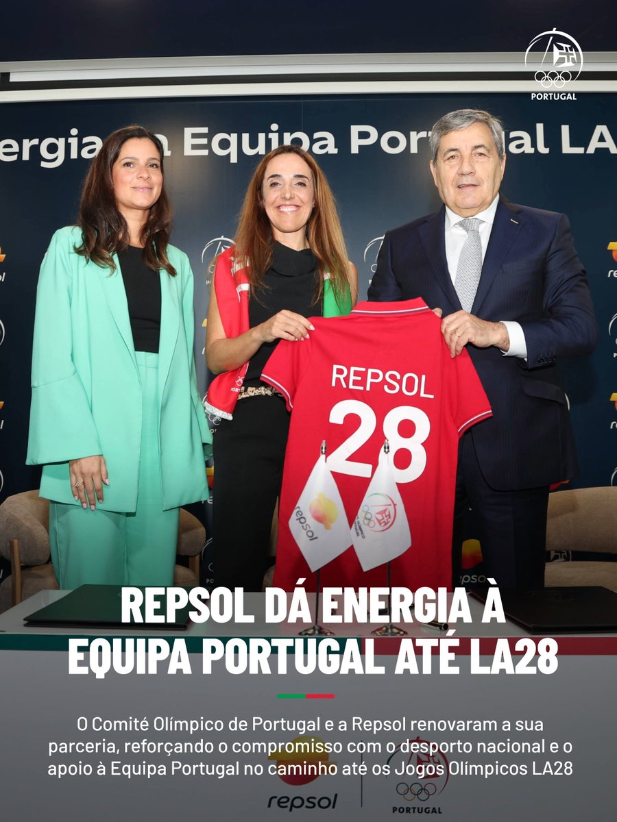 COPPORTUGAL's tweet photo. Repsol torna-se Parceiro Olímpico de Energia da Equipa Portugal 🤝
🎙️ “Até Los Angeles 2028, a Equipa Portugal precisa de toda a energia”, Fernando Gomes, Presidente do COP
👉 https://t.co/grBtVcigBT
#EnergiaEquipaPortugal #RepsolPortugal #EquipaPortugal https://t.co/sjkRqApW40