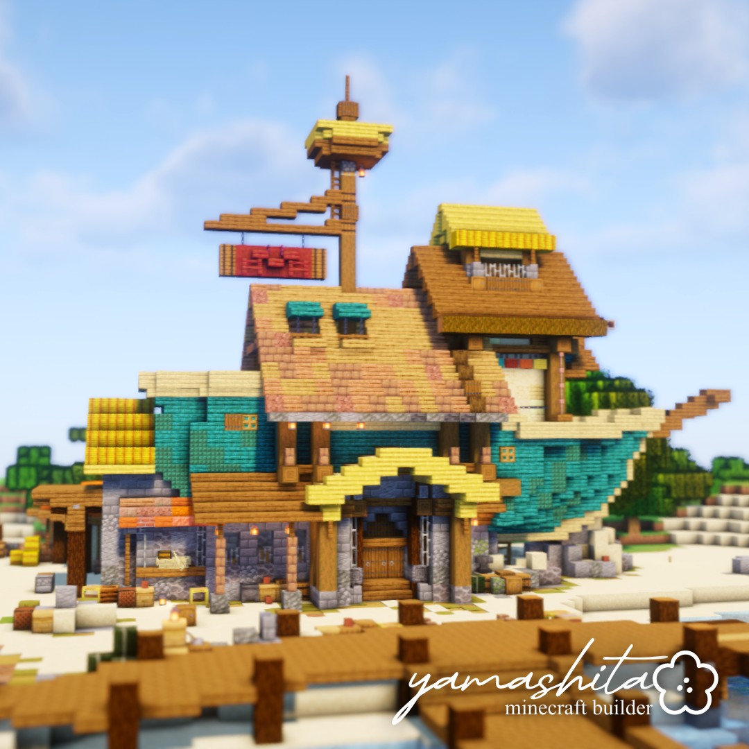 Ayamashita12's tweet photo. #朱サバ 14周年建築 二軒目 
Shipping company
#Minecraft #minecraftbuilds https://t.co/ZIXcSOofiH