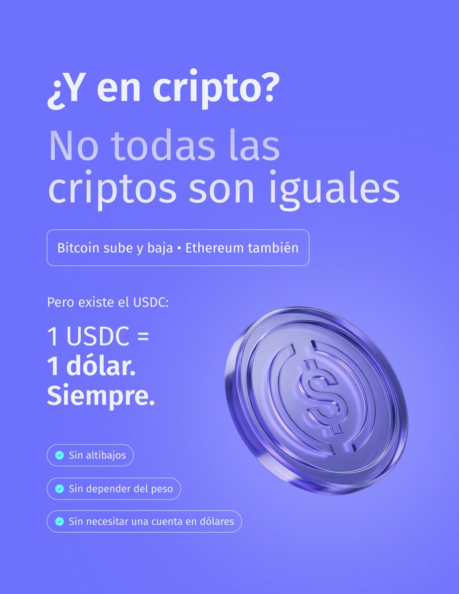B4bitmx's tweet photo. El colchón no te cobra comisiones. Pero la inflación sí.

USDC en B4bit es la alternativa: 1 dólar digital, siempre, desde tu teléfono.

Tu primera cuenta cripto en 5 minutos.

#B4bit #USDC #PrimeraCuentaCripto #InflacionMexico #DolarDigital #VecinoFinanciero https://t.co/ngxkeQk0JC