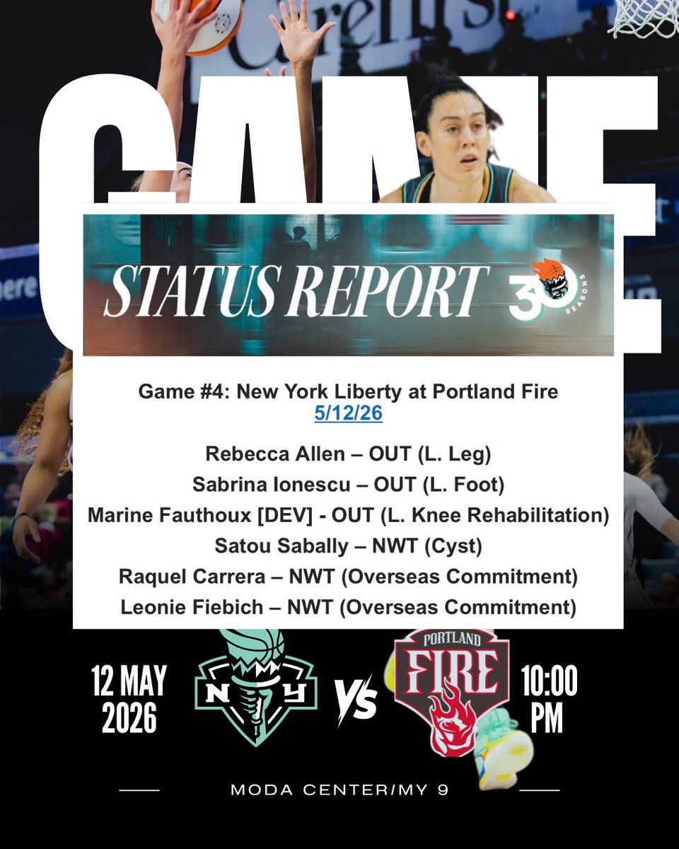 NYLibertyFanTV's tweet photo. Happy Game Day ๐ฝ
The Liberty are in Portland for the first time since 2002. They will face the Fire 3x this month.
@nyliberty ๐ @theportlandfire
๐ฐ๏ธ 10PM
๐ Moda Center
๐บ MY9
#wnba #nyliberty #nylftv https://t.co/AYcszRMTld