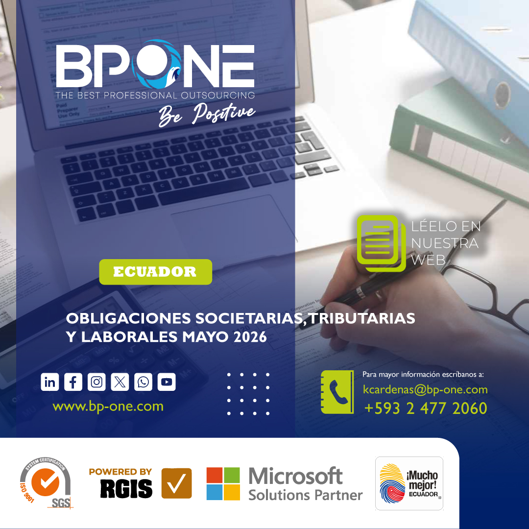 BPONE_COM_'s tweet photo. 📆 Mayo 2026 | Ecuador
🔹 Predial: 15 may
🔹 14º sueldo (Costa/Insular): hasta 21 may
🔹 Informe UAFE: 30 may
🔹 IVM (placa 4): 31 may

¿Necesitas outsourcing contable o tributario?
✉️ kcardenas@bp-one.com

#SRI #ObligacionesLaborales #Ecuador #BPONE https://t.co/gva6jLtklL