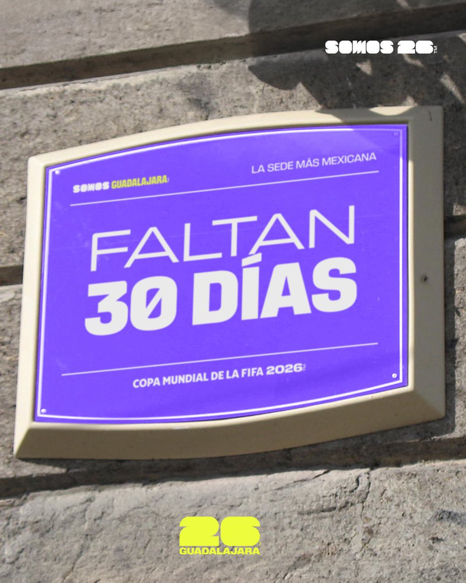Gdl2026's tweet photo. ¡Solo 30 días separan a Guadalajara de la mayor fiesta del Futbol Mundial! 🤩🌍⚽

#SomosGuadalajara #Somos26 #FIFAWorldCup https://t.co/R3aFv1J6vA
