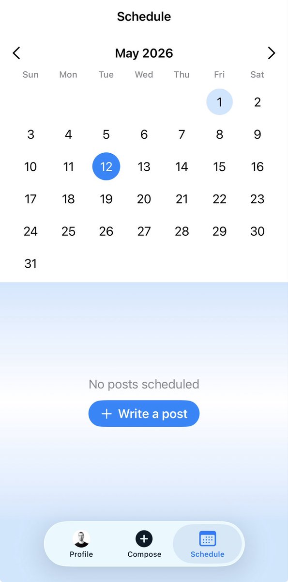andraskindler's tweet photo. 🎉 You can now schedule posts for X via the Followergrow iPhone app

Native iOS experience, no need to log in into a browser app

Try it below ⬇️ https://t.co/tQtILPXMri