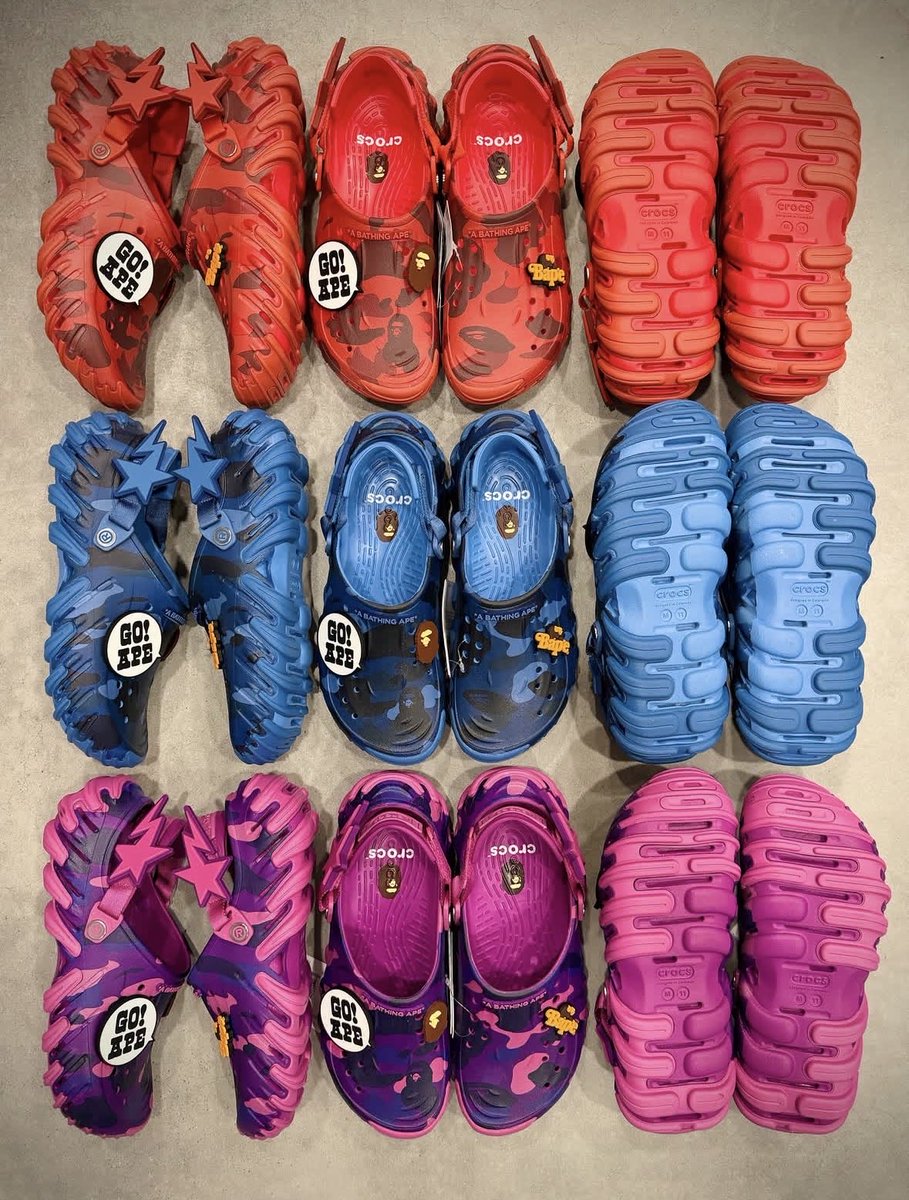 Ovrnundr's tweet photo. BAPE x Crocs Echo Clog 🦍🐊 

• $110
• May 14th (Crocs) https://t.co/PbgDKhkizg