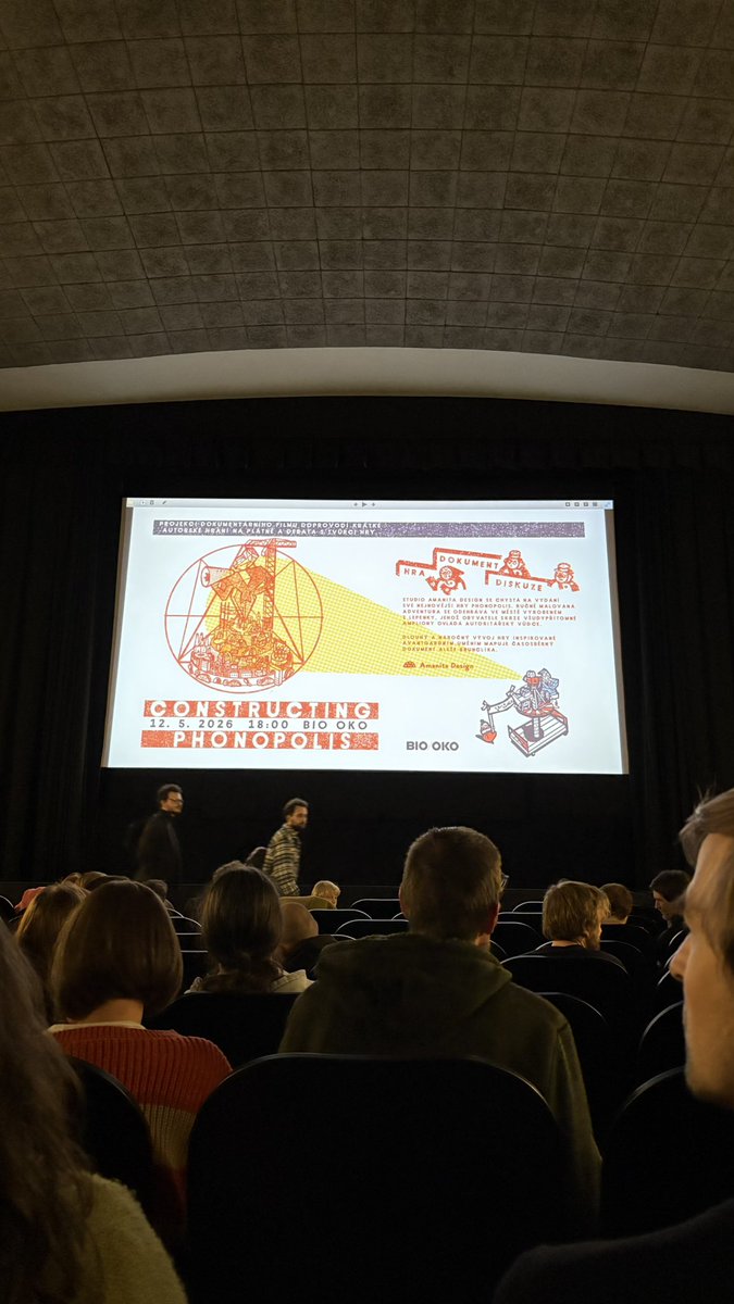 RaderCZ's tweet photo. Jsem v Bio OKO na dokumentu o vývoji Phonopolis od @Amanita_Design 🍄 Hra vychází 20. 5., dokument bude později možné sledovat i na YouTube 🫶🏻 https://t.co/4ZWwIAOMMI