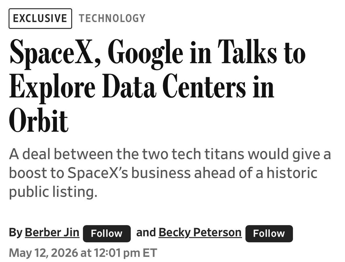 xDaily's tweet photo. NEWS: SpaceX, Google in Talks to launch Data Centers in Orbit

https://t.co/20uRGSgOpA https://t.co/plsS37LPti