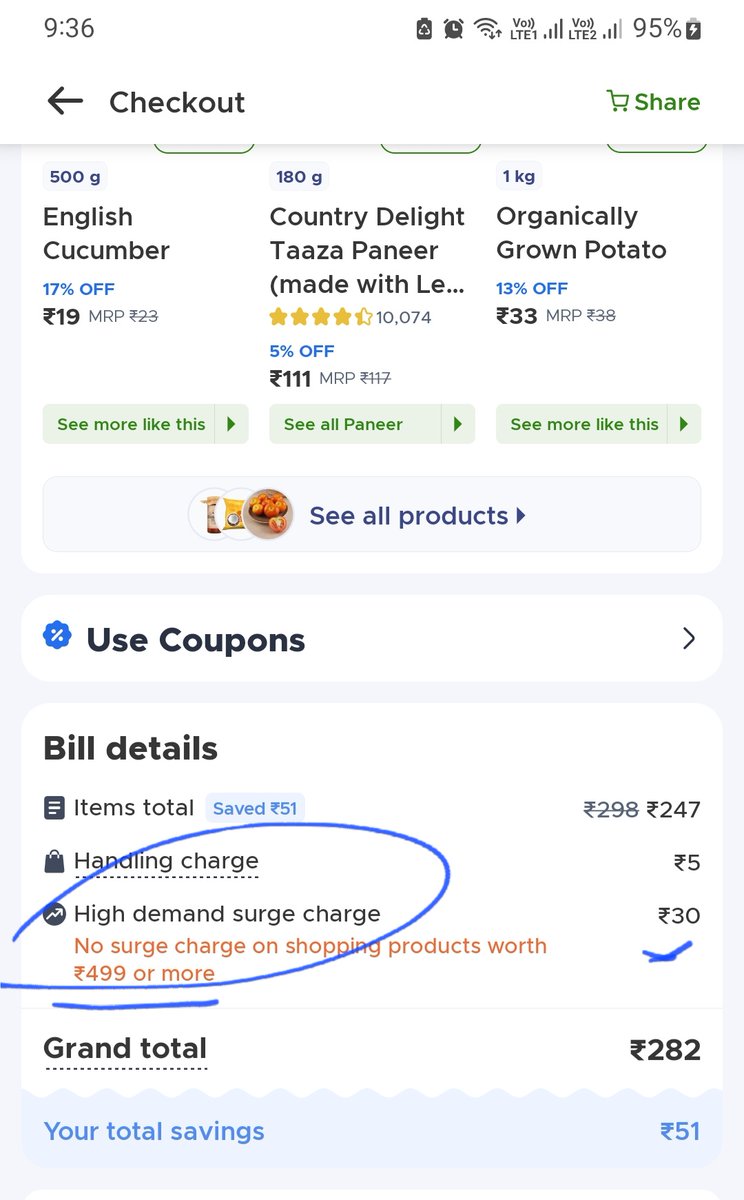 hell_o_yaa's tweet photo. @blinkitcares @letsblinkit for just an avacado you already taking 5rs handling charge.

and loooting people by adding 30rs surge charge. Very shameful https://t.co/HKtNNLGUvh