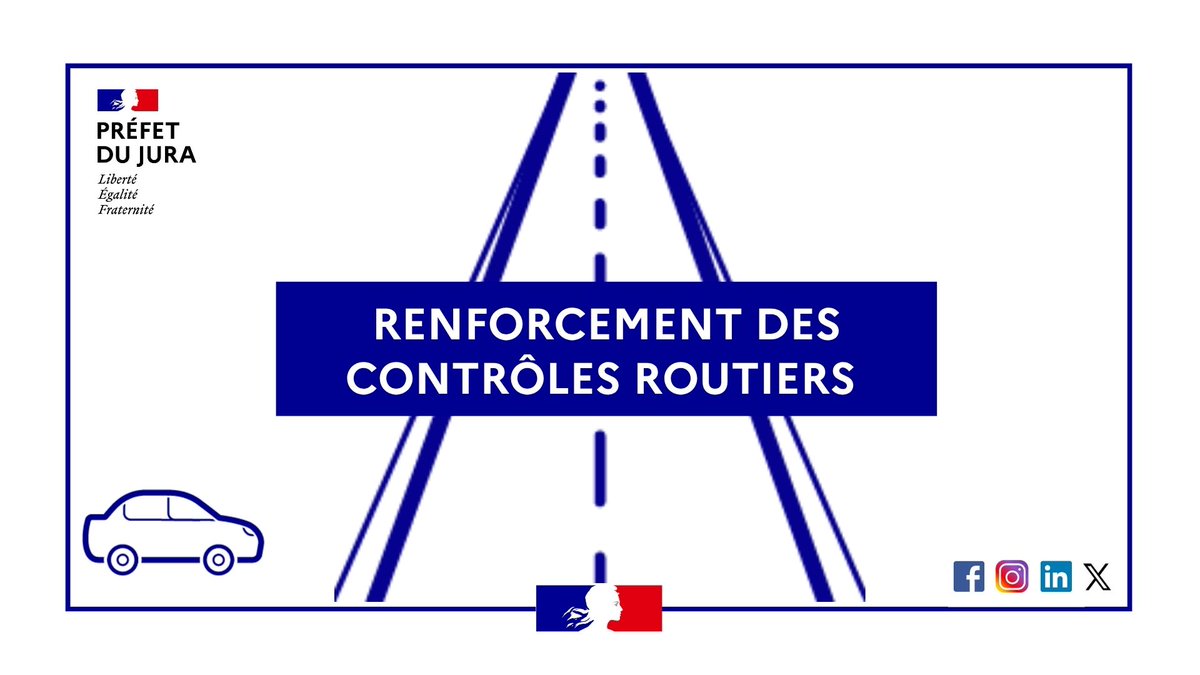 Image de Préfet du Jura - 🚗Sécurité I Renforcement des contrôles routiers 

🚔À l’occasion des nombreux déplacements prévus d