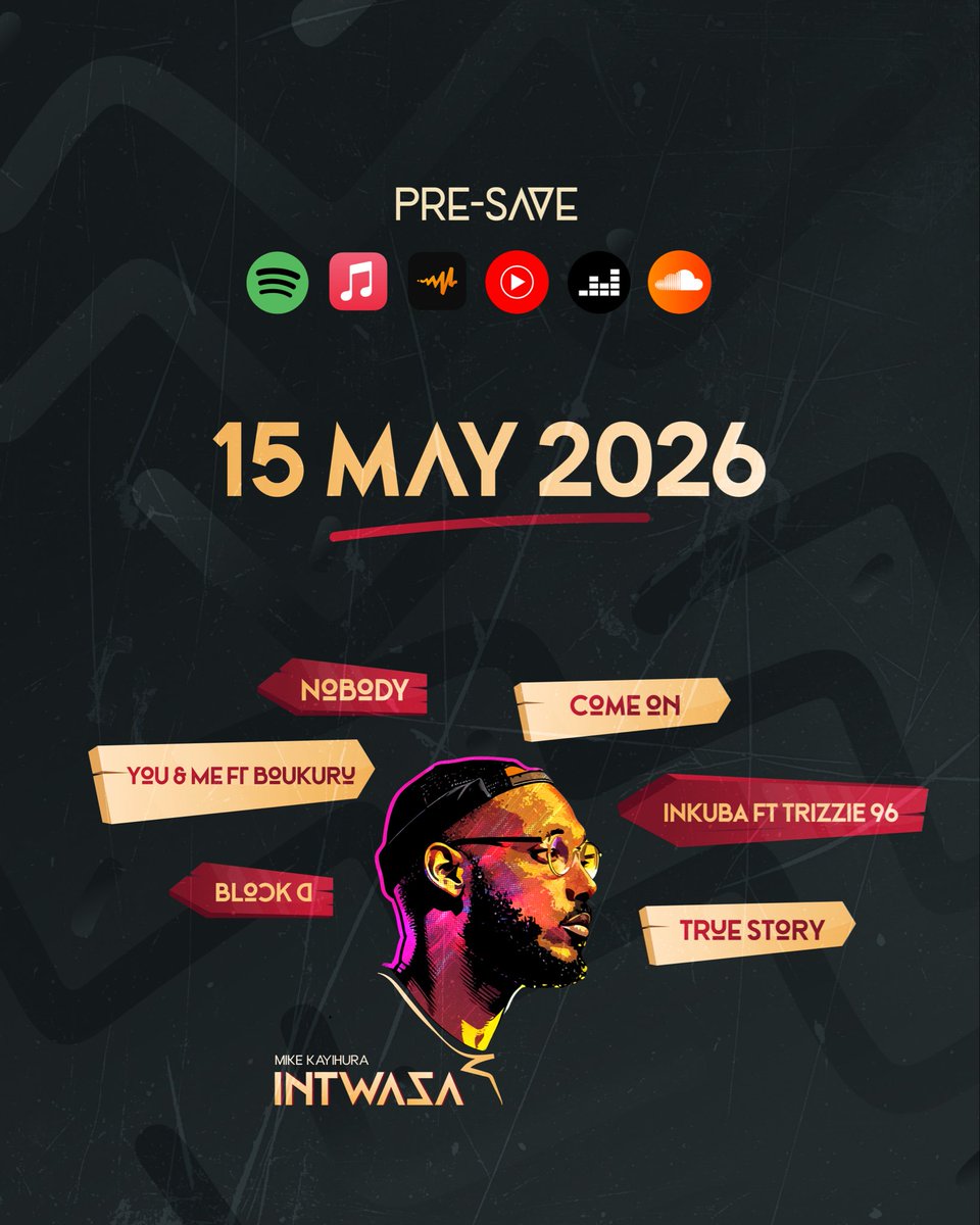 MikeKayihura's tweet photo. https://t.co/rIQ756BLd8.       

Pre Save Link above. This 15th my EP INTWAZA is out…. ❤️❤️🇷🇼🇷🇼 https://t.co/6rhe4SAFZb