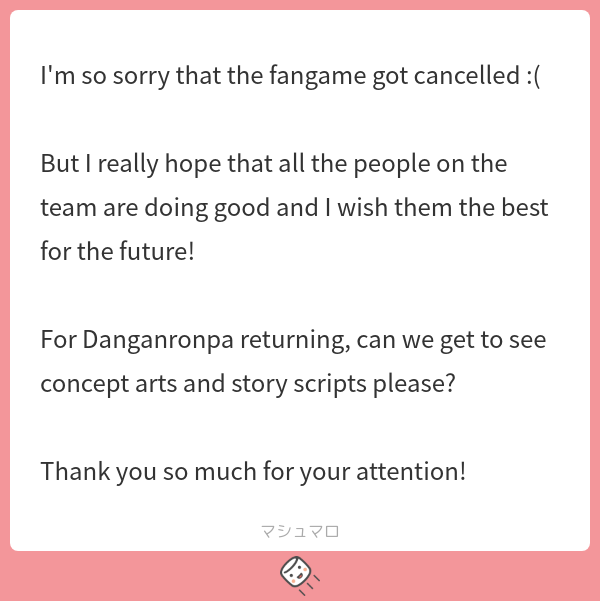 DRRI_official's tweet photo. Thank you so much for your interest in Danganronpa Returning! 
Yes, we do plan to release character designs and story outlines in the future.  We are ...
続き→https://t.co/yeBmEYchLo

#マシュマロを投げ合おう https://t.co/Nb2OkGX2uD