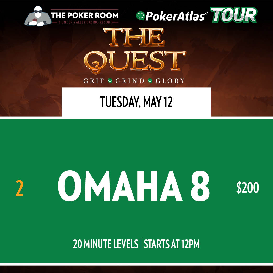 TVPokerRoom's tweet photo. Lots of the pokers today in our @PokerAtlasTour series

9:30a - Final Flight - $100,000 GTD $155 Dueling1Fifty5's w/ $1,155 2-Bag Bonus

Noon - $300 Omaha 8

5:30p - Night 2 Dueling 1Fifty5's

5:30p - First Flight - $100,000 GTD $300 NoeCal Jacked Stack https://t.co/eYhqUB3Jiz