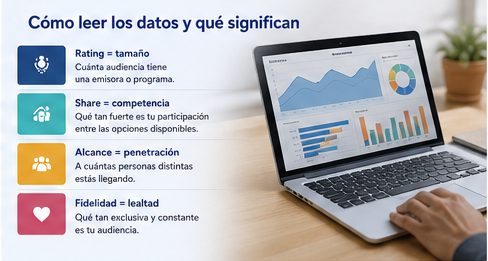 INRARating's tweet photo. 📊 ¿Qué significa cada indicador de audiencia?

✅ Rating = tamaño
✅ Share = competencia
✅ Alcance = penetración
✅ Fidelidad = lealtad

Entender correctamente los datos permite tomar mejores decisiones en medios y contenidos.

#INRA #Mediómetro #Audiencias #Radio #Televisión #Streaming #Data