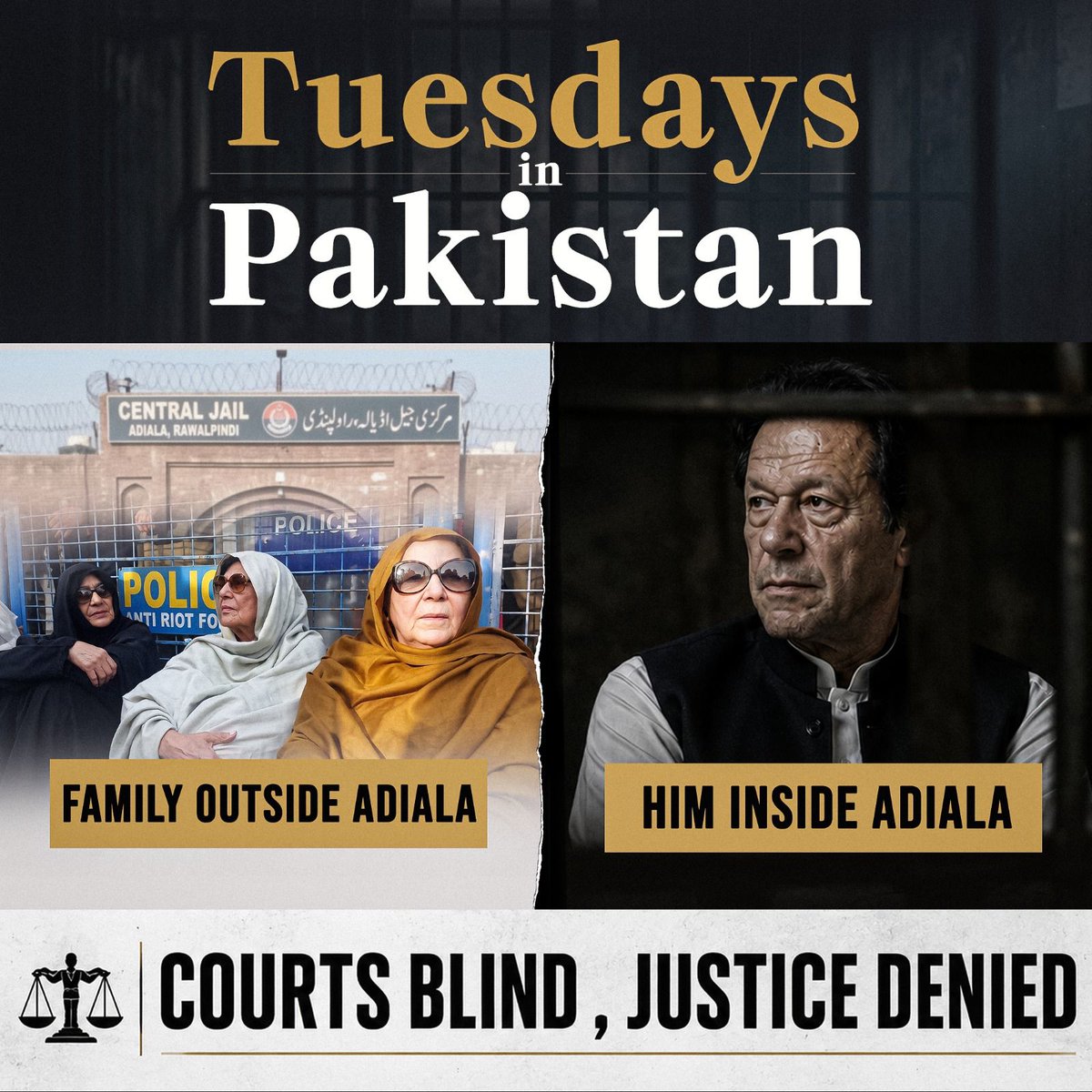 ZarneshKhan5's tweet photo. Courts Blind ، Justice Denied 
#ImrankhanUnjustlyjailed 
#ReleaseImranKhan https://t.co/kO4pqqOMEH