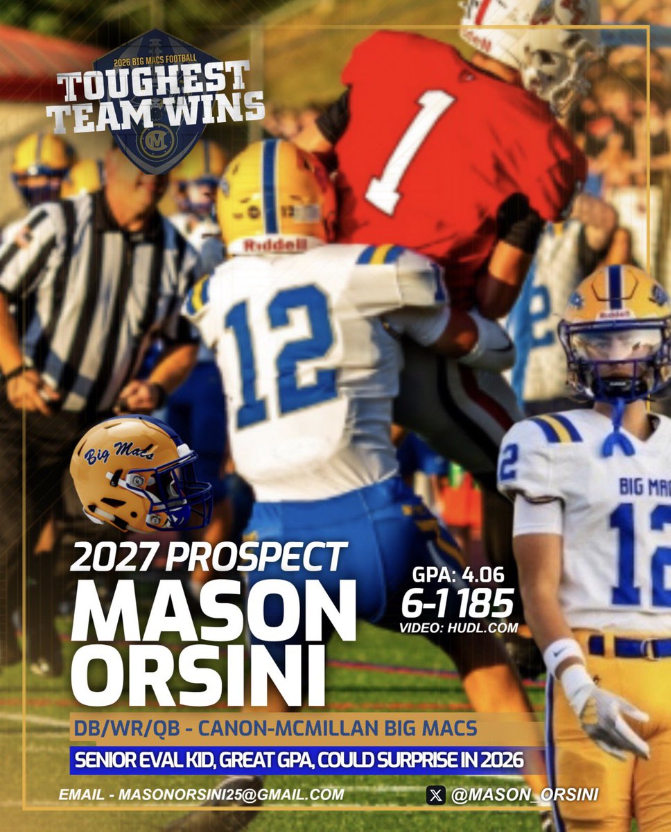 BigMacsFootball's tweet photo. Mason is going to try to trade the QB2 role for a WR1 role. Has really dedicated to the off-season. Outstanding student with potential. https://t.co/4Oe8Ku4IZy