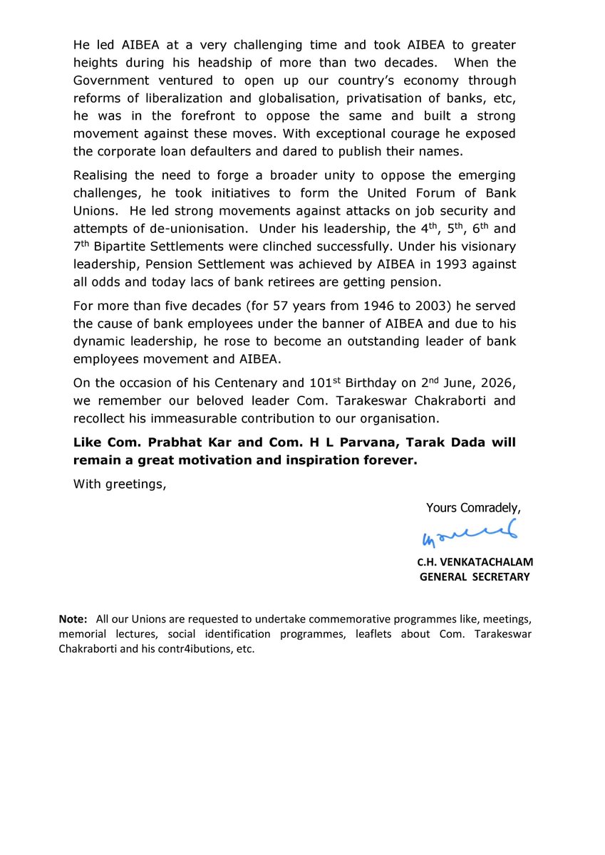 AIBEAofficial's tweet photo. Centenary of Com. Tarakeswar Chakraborti
#AIBEA https://t.co/nrbSsVleIo