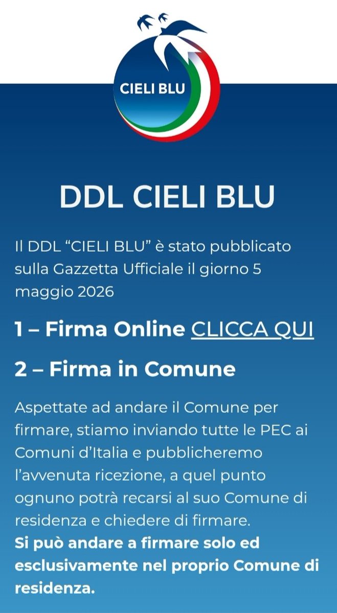 daniloiosz's tweet photo. Firmate l' iniziativa popolare Cieli Blu. Anche online cliccando sul link qui sotto. Grazie 
https://t.co/SW3PNiNM7t https://t.co/G5ANqbXTJ5