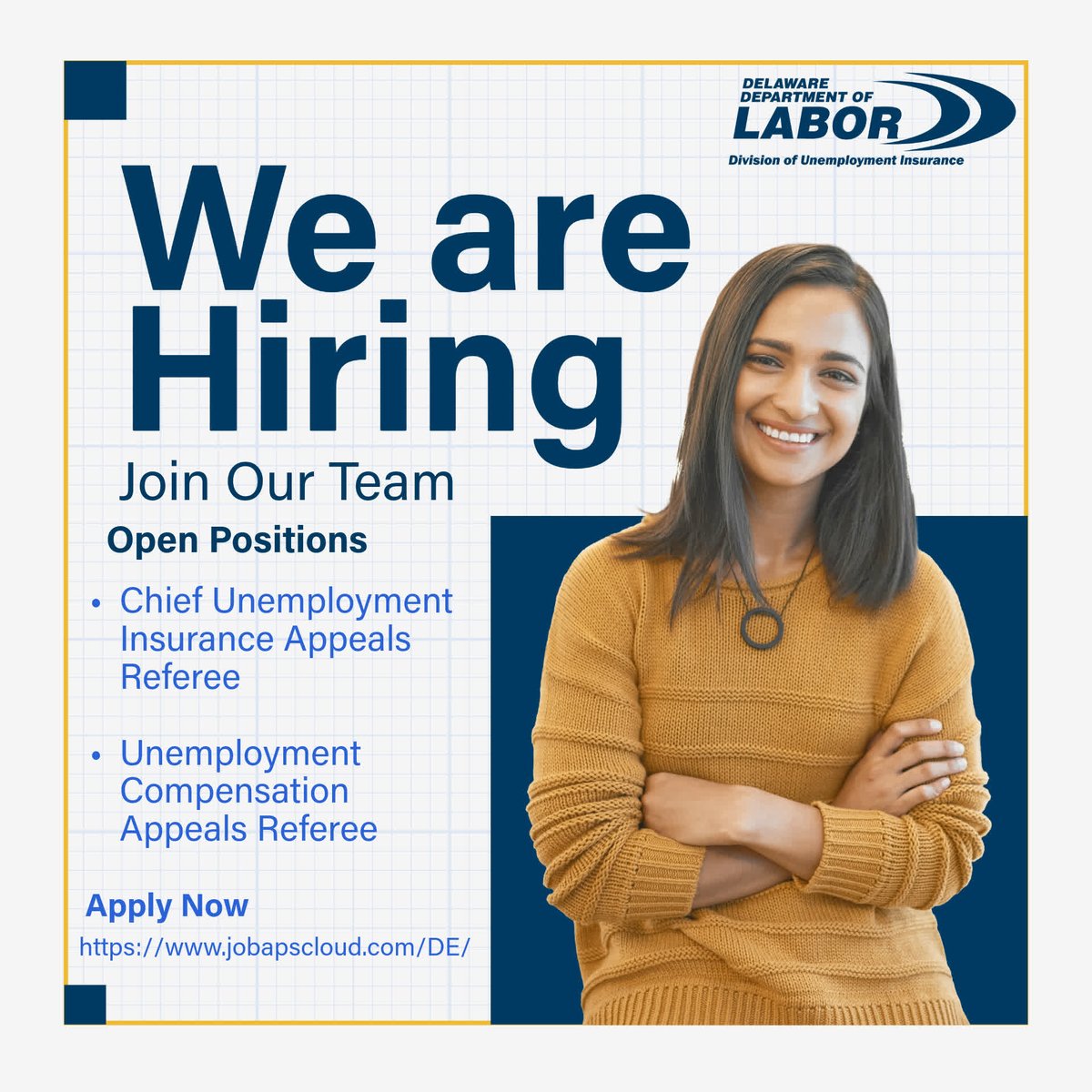 DelawareLabor's tweet photo. Join Our Team! The Delaware Department of Labor's Unemployment Insurance Division is seeking dedicated professionals who are eager to make a difference in the lives of workers and employers. If you're motivated and ready to contribute to our mission, we... https://t.co/ssuUxgGosI https://t.co/ZLKdat5HZ5