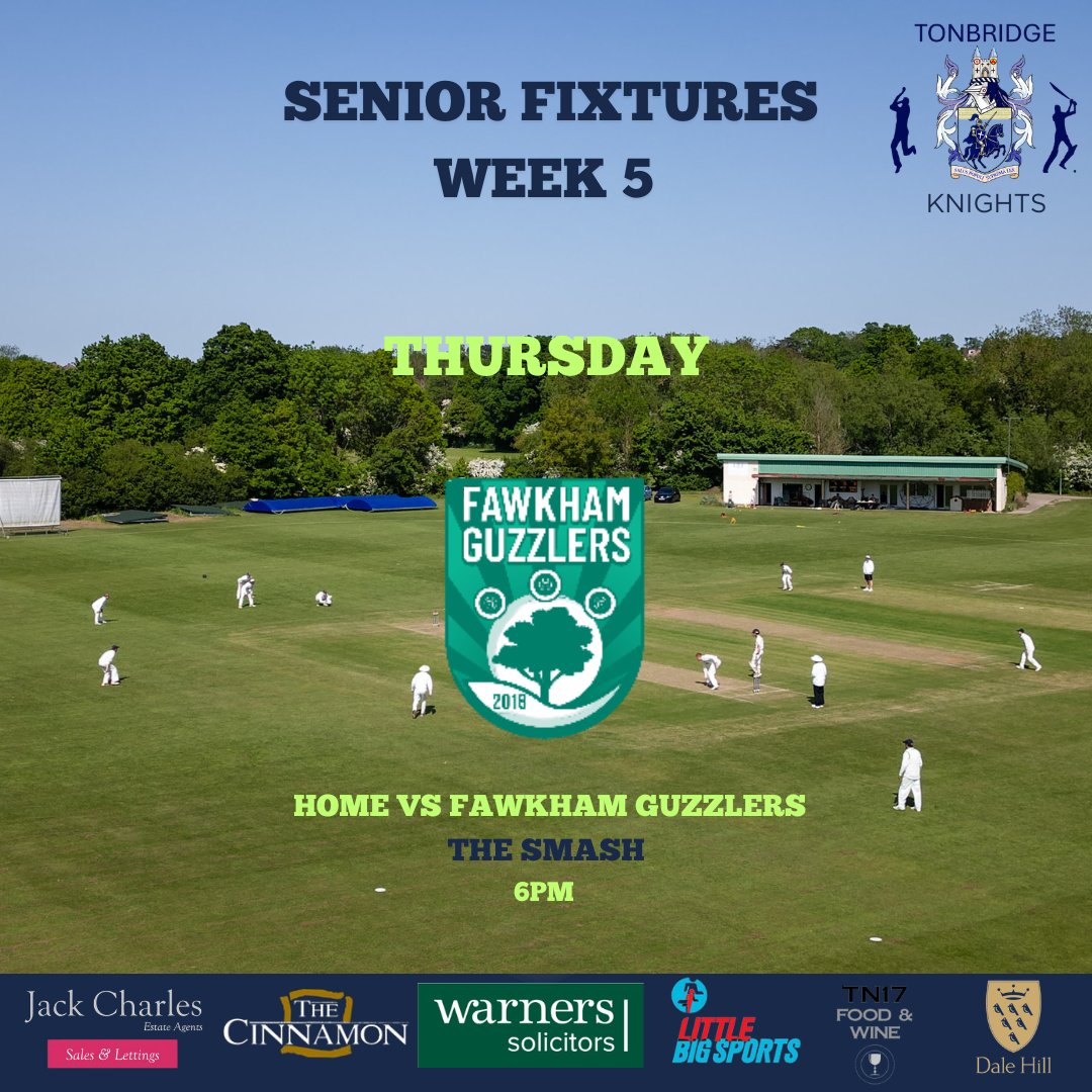 TonbridgeCC's tweet photo. We have our first @thesmashcricket game on Thursday, followed by games against @bromleycricketclub 3rd XI and @snodlandcommunitycricketclub 1st XI on Saturday.

6 junior games between Friday and Monday complete the week. https://t.co/oG88zWeLtV
