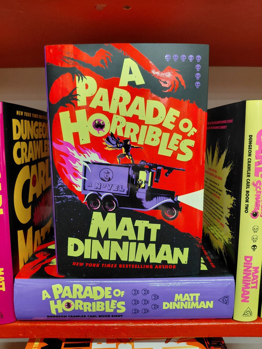 bookmans's tweet photo. Book 8 of Dungeon Crawler Carl just dropped and Carl and Donut are back at it📚⚔️ 

A Parade of Horribles is out now! Come find your copy before someone else does, Crawler.
 
Found at Bookmans Mesa 

#BookmansFinds https://t.co/jzKLF7UbFr