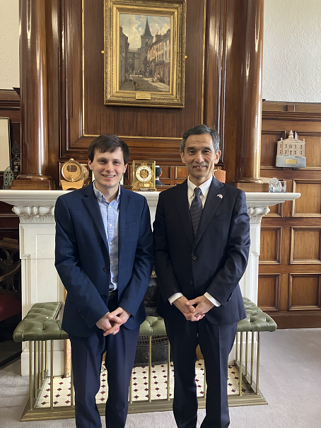 JapanScotland's tweet photo. 📰 On Monday 11th May, Consul-General Katsutoshi Takeda visited Perth and paid a courtesy call on the Provost of Perth &amp; Kinross, Councillor Xander McDade.

Read the full article on our website or other SNS channels! https://t.co/V5uSgNd1ll