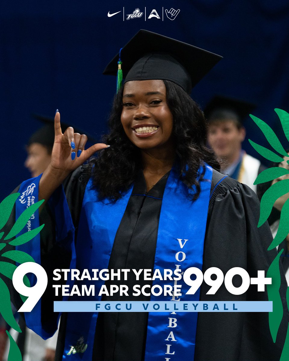 FGCU_VB's tweet photo. 🦅🏐 has recorded 9 straight years of a 990+ team APR

#WingsUp https://t.co/R2BTzjqctV