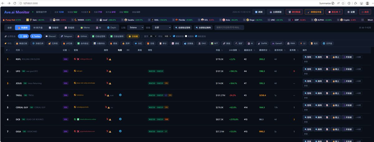 MustGetCoin's tweet photo. 即将上线新的扫链平台，目前还在内测中，初步功能：一键筛选、一键检测、各种排序，目前支持eth、bsc、sol、base4条链。有想内测的我可以发安装包给你测试，如果扫到好币，得跟我说哦。
苟富贵，勿相忘。 https://t.co/XbOfiVi4sv