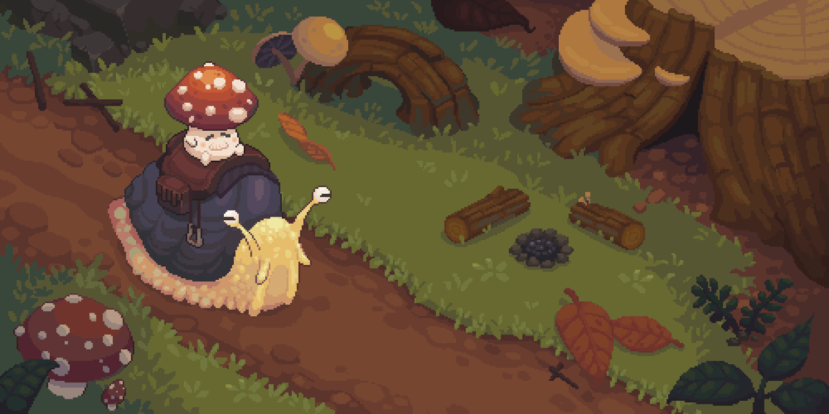 adroitcell's tweet photo. a mushroom's journey 🍄🐌

#pixelart https://t.co/Y417fDnNGm