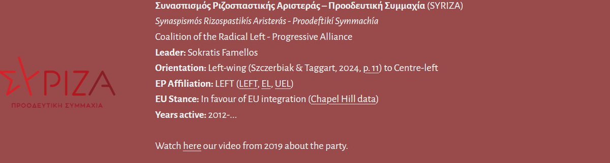 EuropeElects's tweet photo. Greece: left-wing to centre-left SYRIZA reaches an all-time record low with 1.0% in the latest Interview poll, which also includes an upcoming party led by its former leader Alexis Tsipras.

If repeated in a national election, the party would lose parliamentary representation for the first time. The electoral threshold is 3%.

➤ https://t.co/efSoqem2HA