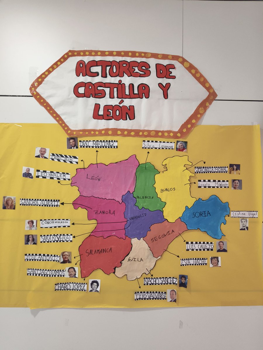 CEIPTorosGui's tweet photo. Los alumnos elaboran este mural de actores de Castilla y León, relacionando los contenidos de Atención Educativa con la Experiencia de Calidad. #UnColeDeCine #ExperienciaDeCalidad  #CEIPTorosDeGuisando @danimartinezweb @LeoHarlem https://t.co/4G2o4NtZAq