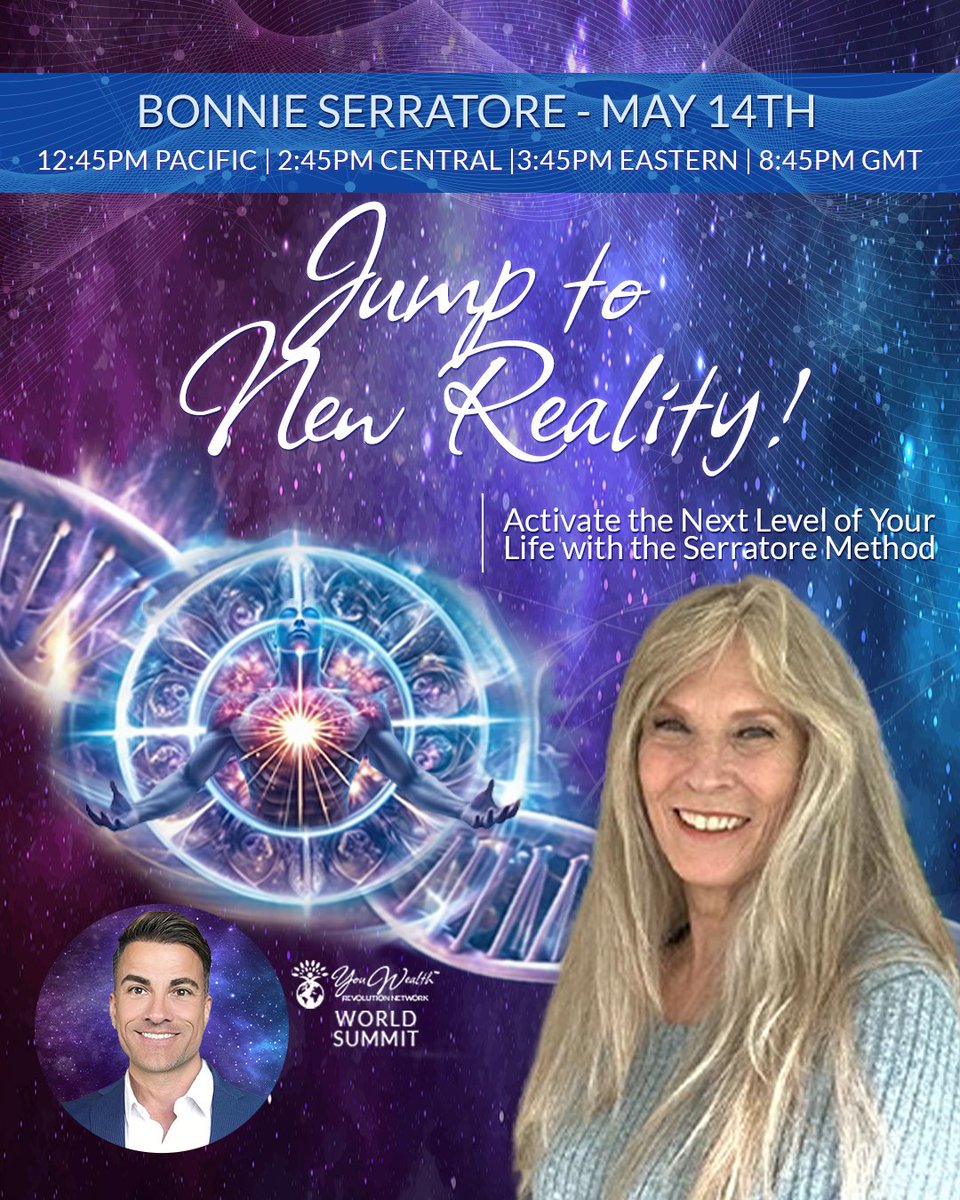 DariusNow's tweet photo. The life you've been waiting for is already available to you! #YouWealthRevolution Next-Level Transformation!
👉 https://t.co/574q7NQPQR
Bonnie Serratore LIVE: Living Beyond Linear Time - Accessing Your Highest Timeline NOW. Don't miss it!
12:45 pm PT / 3:45 pm ET / 8:45 pm GMT https://t.co/8JDY3ysONY