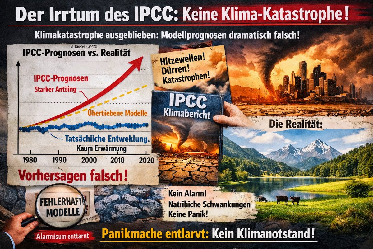 GGosebrecht's tweet photo. IPCC-Autoren verwerfen Katastrophen-Szenario: Klima-Urteil des BVG jetzt auf Sand gebaut

Von Fritz Vahrenholt • Das viel kritisierte "Klima-Urteil" des Bundesverfassungsgerichtes machte sich ein unter anderen ein unwahrscheinliches Katastrophen-Szenario des IPCC („Weltklimarat“) Berichtes zu eigen und ging von einer Erwärmung bis 2100 von mehr als drei Grad Celsius als „wahrscheinlich“ aus. Jetzt kassierten 44 Autoren des IPCC das Extrem Szenario (RCP-Szenarios 8.5) ein. Die Klima-Vorgaben des BVerfG sind damit auf Sand gebaut.

👉https://t.co/IPvpzh3YTM
