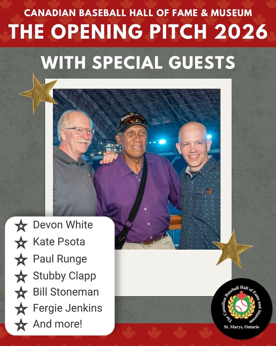 CDNBaseballHOF's tweet photo. Tickets are on sale now for the Opening Pitch, the official Induction Weekend launch party! Visit our website at https://t.co/eVr8PA4nZP to get your tickets today! @tourism_london @TobogganBrewery  #theopeningpitch2026 https://t.co/52YswjTXm5