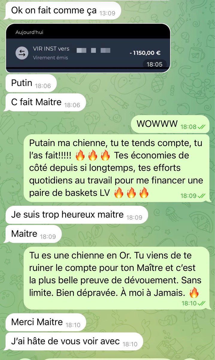 master_Zeus75's tweet photo. +1150€ ✅

Ça faisait longtemps qu’on en parlait et ma chienn€ a finalement craqué 🔥

Elle s’est dépassé et a purgé dans ses économie… pour m’offrir une belle paire de skets LV, comme demandé pour mon anniv 🎂🎉

F****CK c’est un de plus gros SEND ONE SHOT jamais eus 💸🤑 https://t.co/gmCNfAdsZ5