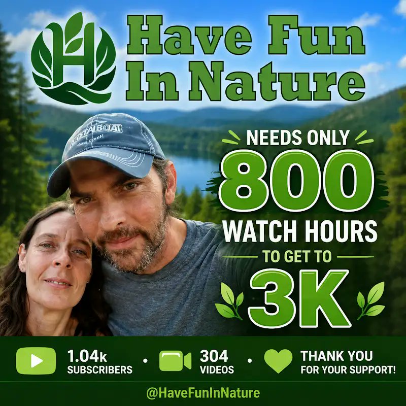 HaveFunInNature's tweet photo. We have met some of the best people on YouTube.  This was designed by https://t.co/eyP8bA7yGN  We are so grateful for all the love, support, and encouragement we've received from our friends.  Thank you.  Love you all 💚 https://t.co/b4SUZKhUwG