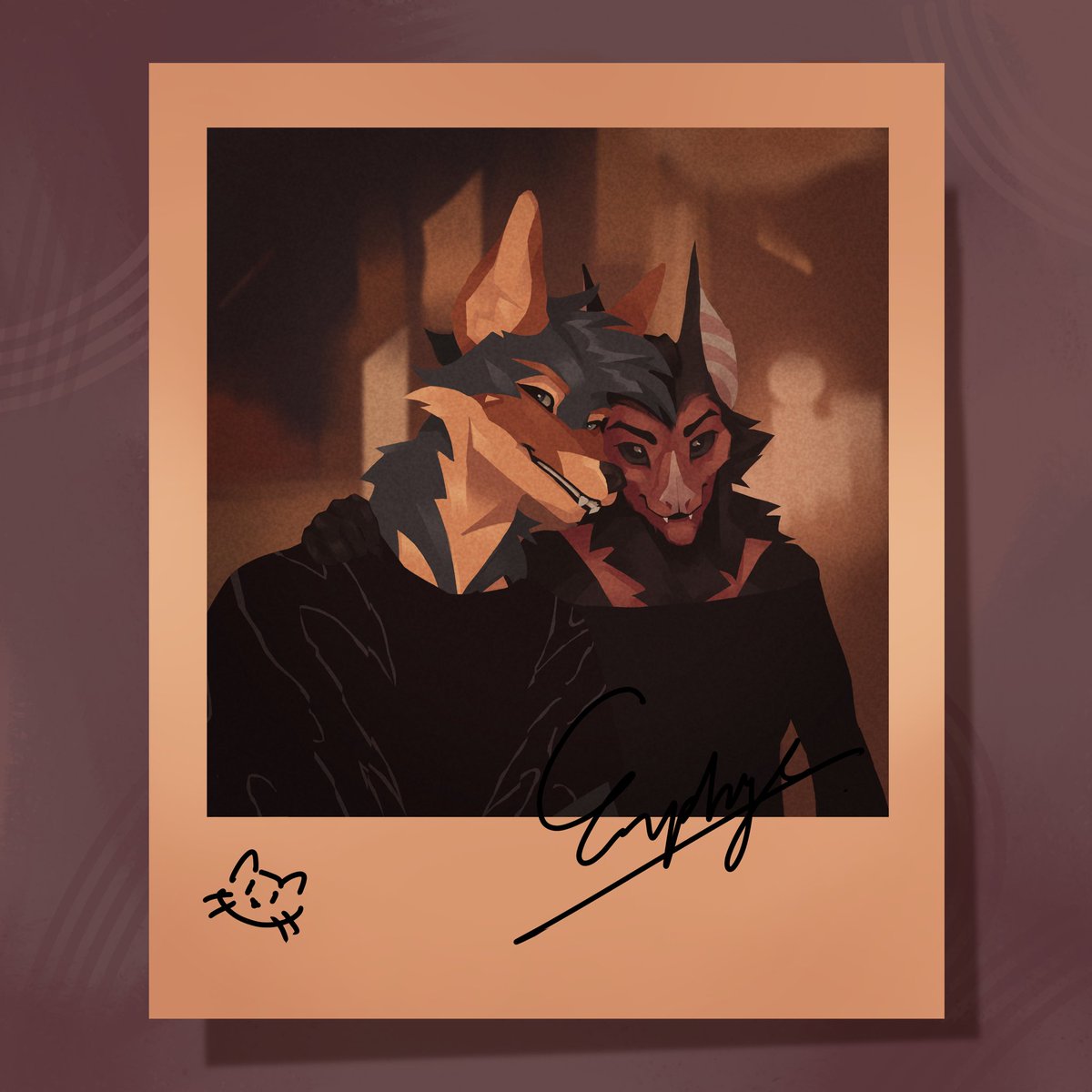evphye's tweet photo. Recreated one of the polaroid photos from Mixtape with @RivetCoyote’s and my sona! https://t.co/oLPR1BSeka
