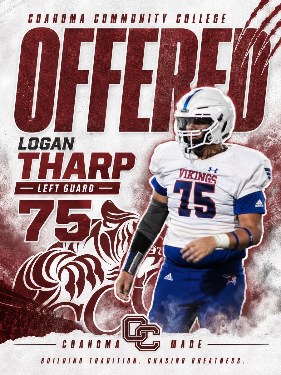 _logan_tharp_'s tweet photo. Blessed to receive an offer from @CoahomaFootball 🙏🙏

@CanerdyLogan @CoachLindseyNP1 @elijohnson75 #offer https://t.co/1q8dI751p9