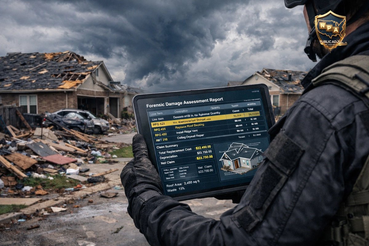 PublicadjFl's tweet photo. Missing codes = missing cash. Forensic line-item reviews uncover hidden labor and technical gaps. Technical damage classification. Specialist advocate. Direct. Results-oriented. https://t.co/aupb7zIVid #NPAAdjusting #MissingSupplement #ClaimRecovery #Hustle #SuccessMindset https://t.co/xKYhHmYX8q