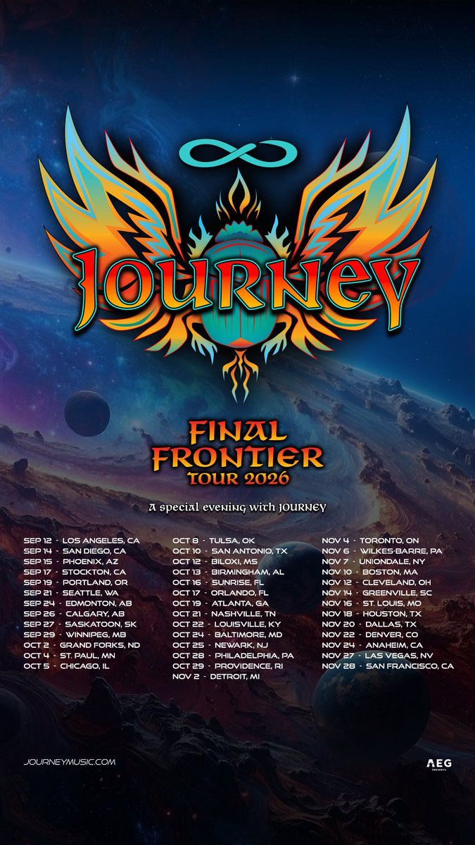 NealSchonMusic's tweet photo. 🤘 😎More cities. More nights. More JOURNEY. 40 new dates added. 🔥 ✨ Use Artist presale password FRONTIER tomorrow, Wednesday, May 13 @ 12 PM (local time) to access tickets early. Get all the details at https://t.co/WFRtczDd7M  🎤🎸🎹 https://t.co/kkdoTocBvq