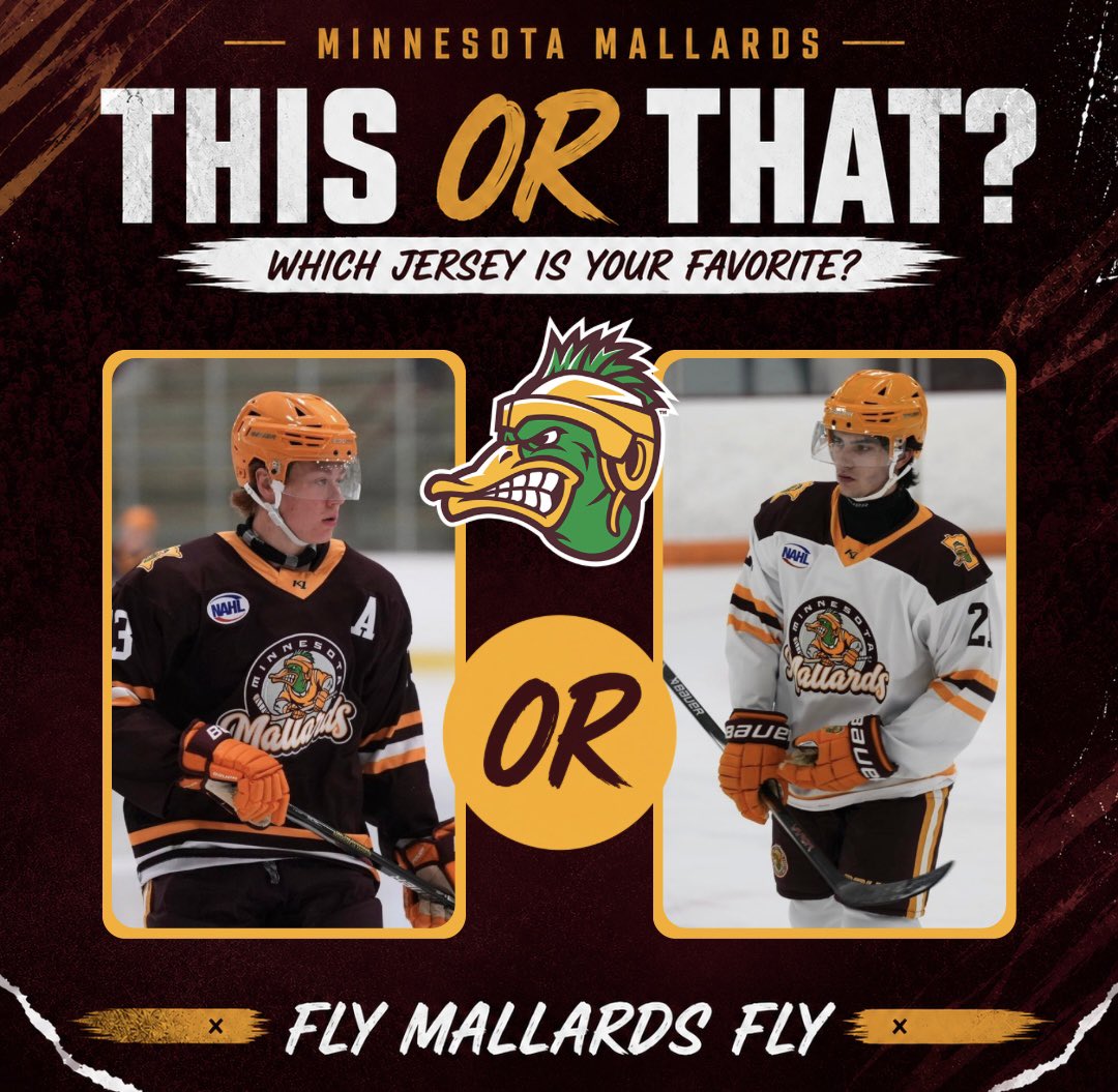 mnmallards's tweet photo. Home or away? 🤔

Which jersey are you taking? ⬇️

#FlyMallardsFly https://t.co/h6U1egGCTR
