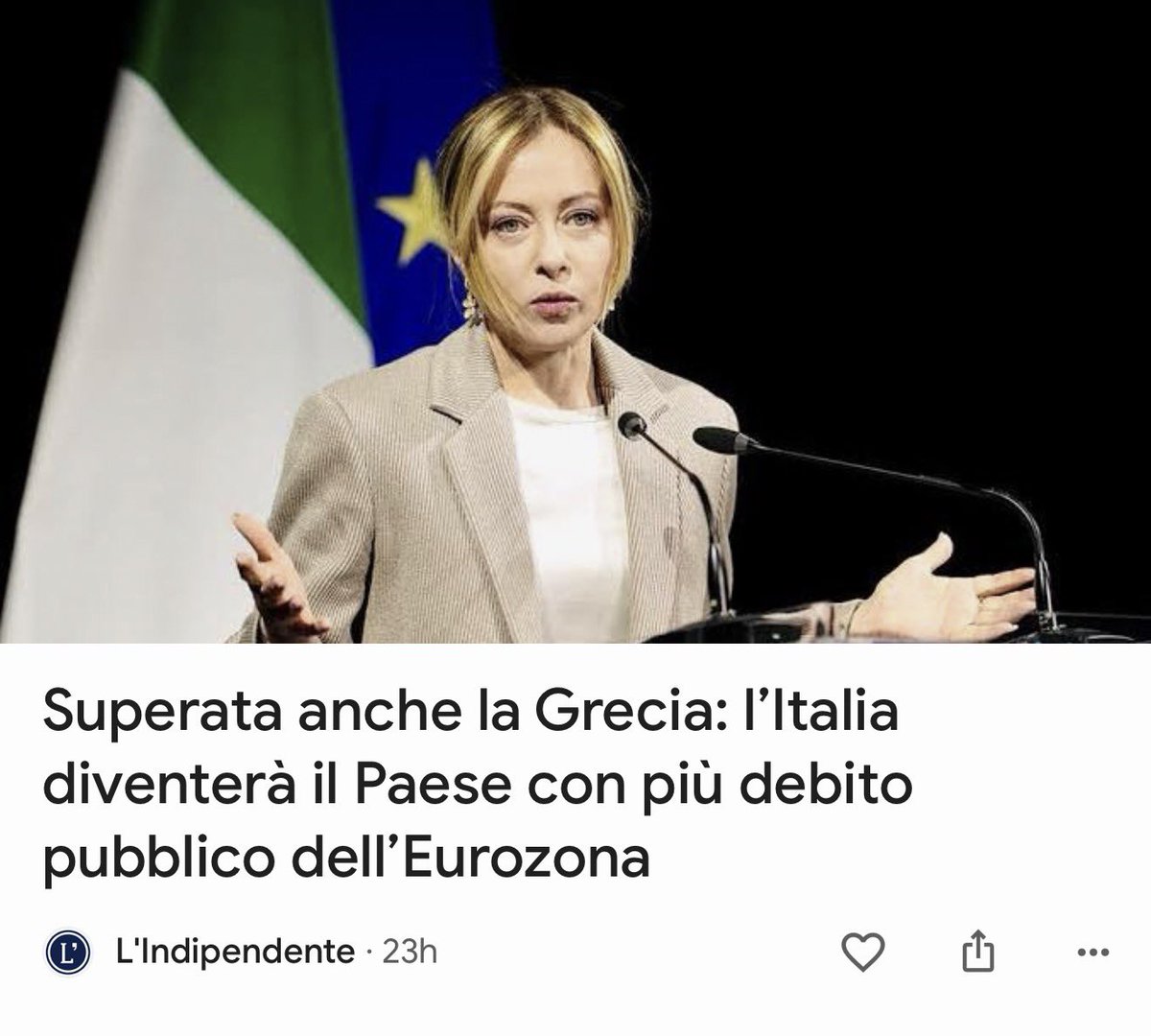 Slowflute's tweet photo. Grazie Gioggia…. Sei la prima in Europa.
#meloni #europa #italia https://t.co/c6lJveh41a
