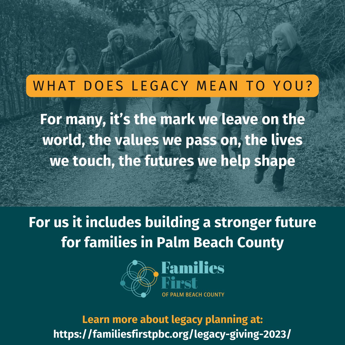 FamiliesFirstPB's tweet photo. What does legacy mean to you?

https://t.co/o2Ub7oJc2w

#palmbeachcounty #palmbeach #Familiesfirst https://t.co/E46Vuk0BNy