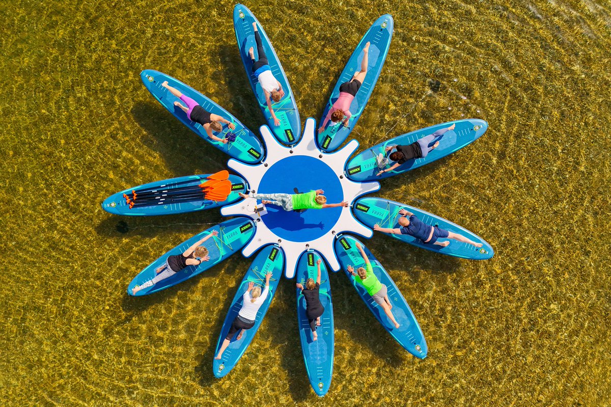 SNAPczapp's tweet photo. Jo Styles of Hello Outdoors leads a workout class called SUP Fit at Lymington Sea Water Baths, Hampshire. The unique class, which lasts an hour, was the first of the year and held in the sunshine. 
 
SUP Fit is an exercise routine on the water.   #fitness #SUP  @snapagency https://t.co/bh9UkYtBYM