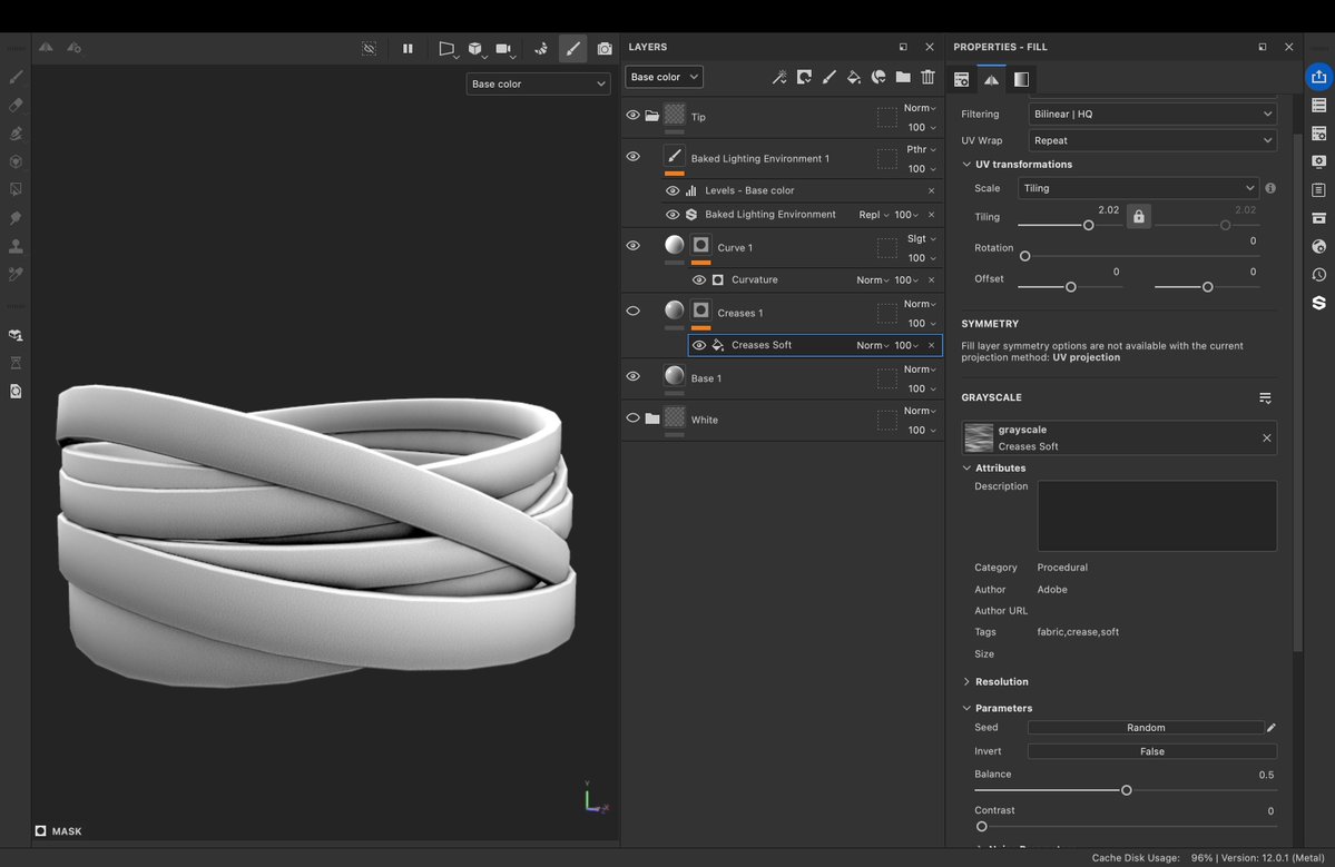 hokart599408's tweet photo. The #1 way to add folds easily in your textures ⬇️

Begin with the Premed-Setup (previous post)

Add a material with height and a black mask with the "Creases Soft" fill layer.

Already you can see a huge improvement in the texture!
Try it out and let me know how it goes!
#ROBLOX https://t.co/AsaBme0Q44