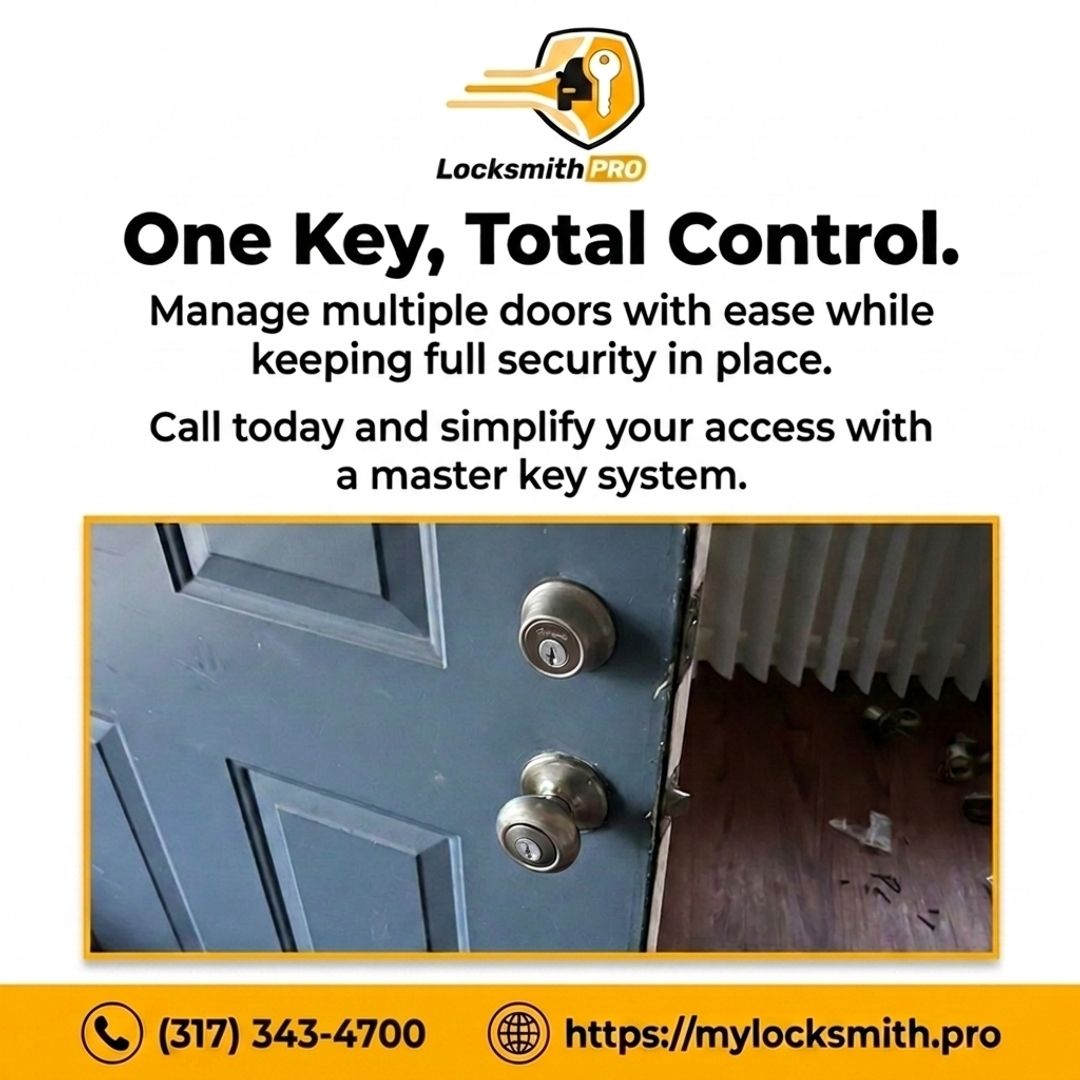 LocksmithPro1's tweet photo. Too many keys to manage? We install master key systems that simplify access for homes across Greater Indianapolis. Call (317) 343-4700 today or visit https://t.co/uzS79WFSXo. #LocksmithPro #MasterKeySystem #IndianapolisLocksmith #ResidentialLocksmith #AccessControl #Carm... https://t.co/p7OHO6lxCa