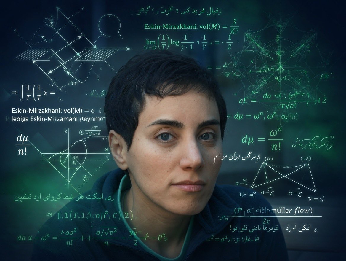 T952437471T's tweet photo. #MaryamMirzakhani
May 12 — International Women in Mathematics Day 🌍
مریم میرزاخانی
First woman and first Iranian to win the Fields Medal.
A brilliant mind. An eternal inspiration. ✨
#WomenInMathDay https://t.co/0lpKaz8A18